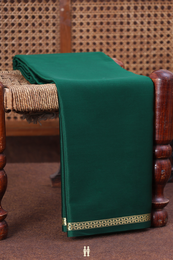 Mysore Silk Saree In Forest Green With Zari Border