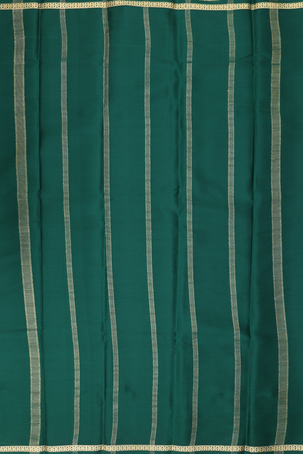 Mysore Silk Saree In Forest Green With Zari Border