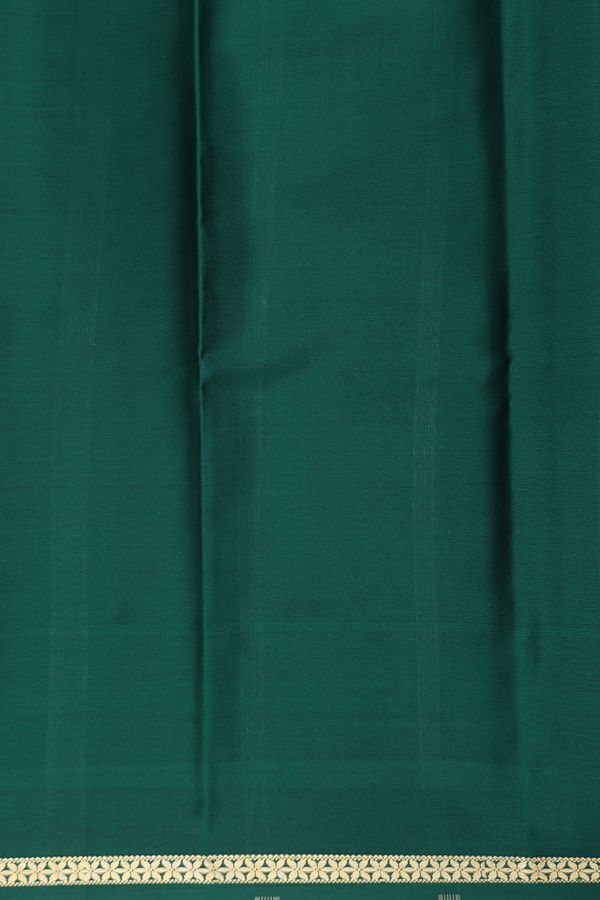 Mysore Silk Saree In Forest Green With Zari Border