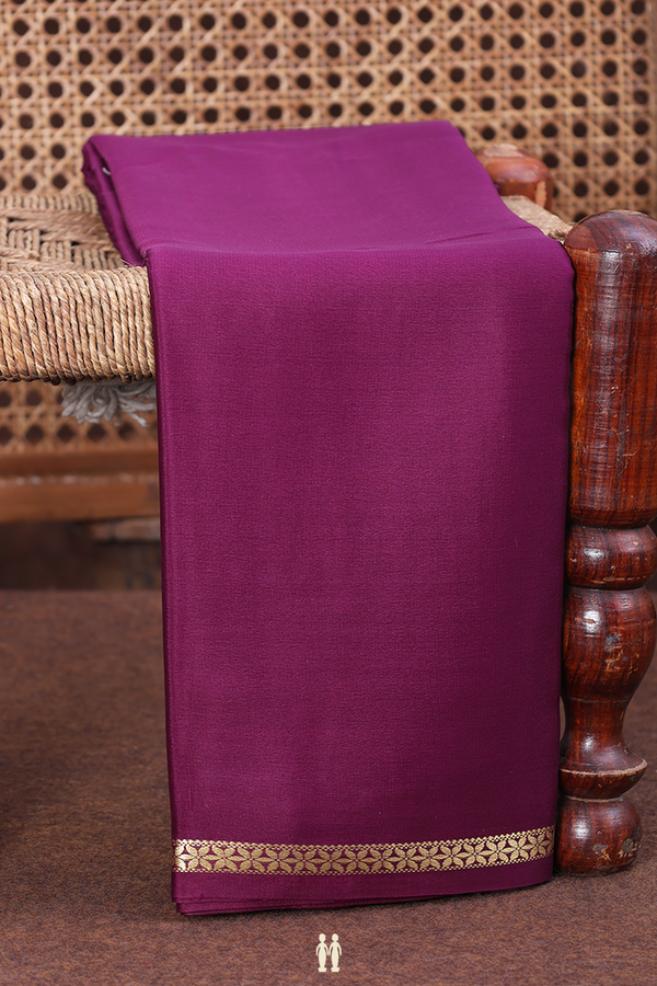 Mysore Silk Saree In Plum Purple With Zari Border