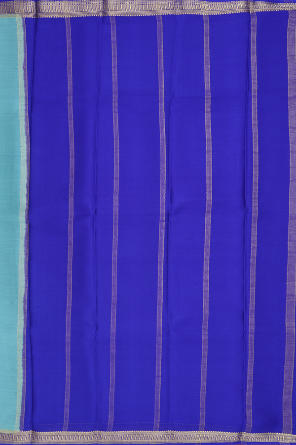 Mysore Silk Saree In Plain Dusty Mint With Contrast Border