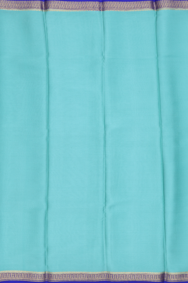 Mysore Silk Saree In Plain Dusty Mint With Contrast Border