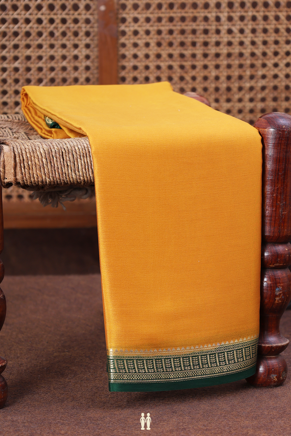 Mysore Silk Saree In Honey Orange With Contrast Border