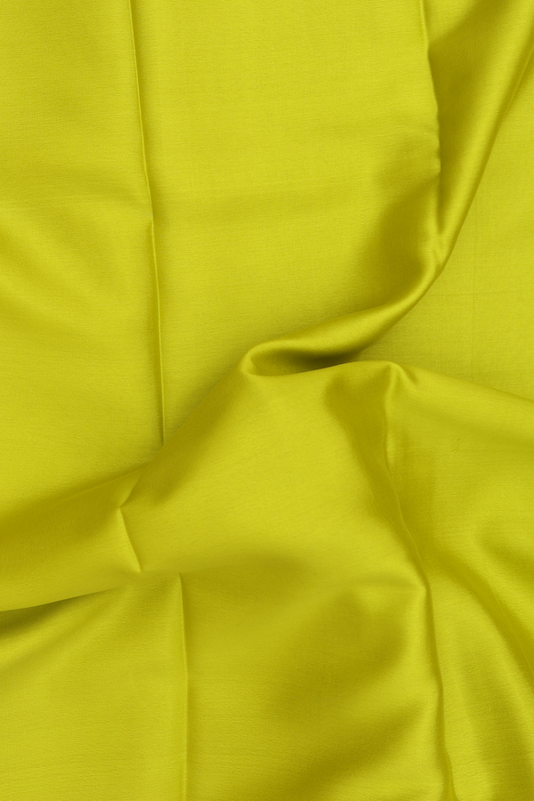 Mysore Silk Saree In Plain Lime Green With Contrast Border