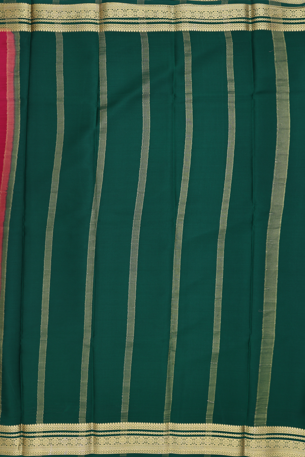 Mysore Silk Saree In Rose Red With Contrast Border
