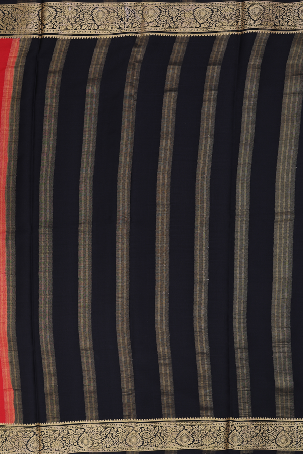 Mysore Silk Saree In Scarlet Red With Contrast Border