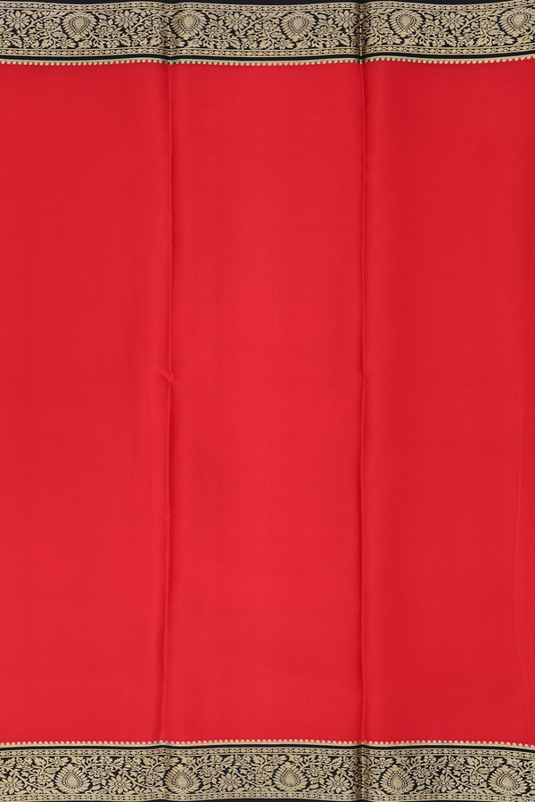 Mysore Silk Saree In Scarlet Red With Contrast Border