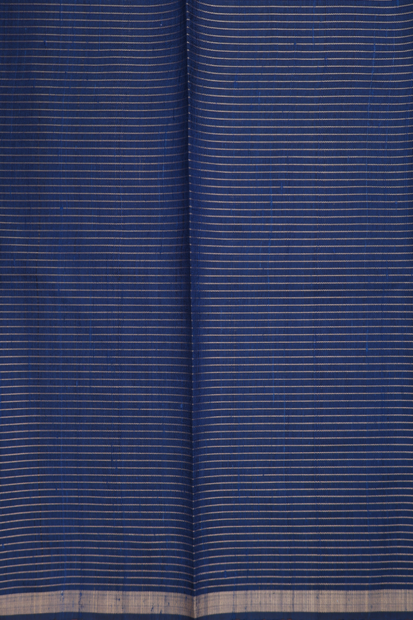 Jute Saree In Prussian Blue With Checks Design