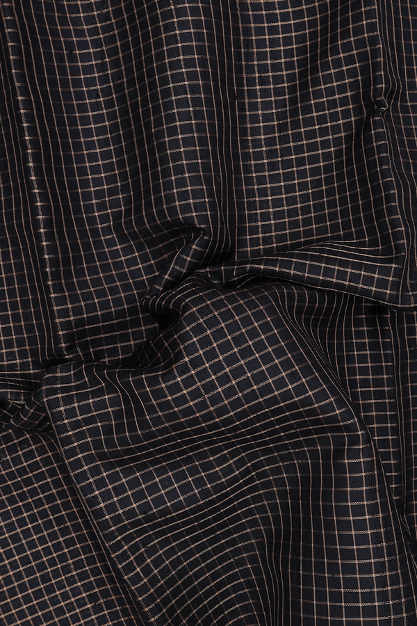 Jute Saree In Black With Checks Design