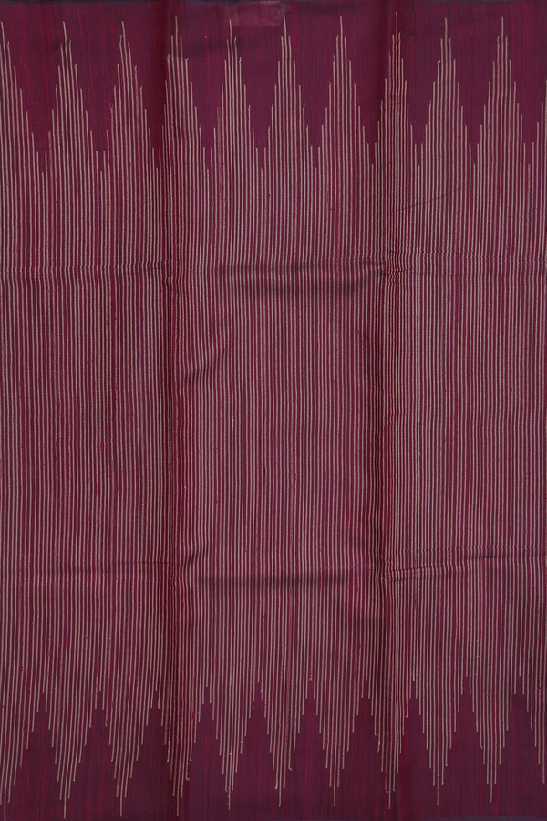 Jute Saree In Burgundy With Temple Design