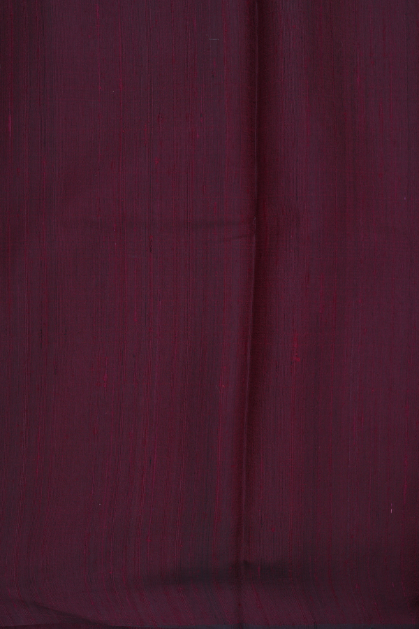 Jute Saree In Dark Maroon With Temple Design