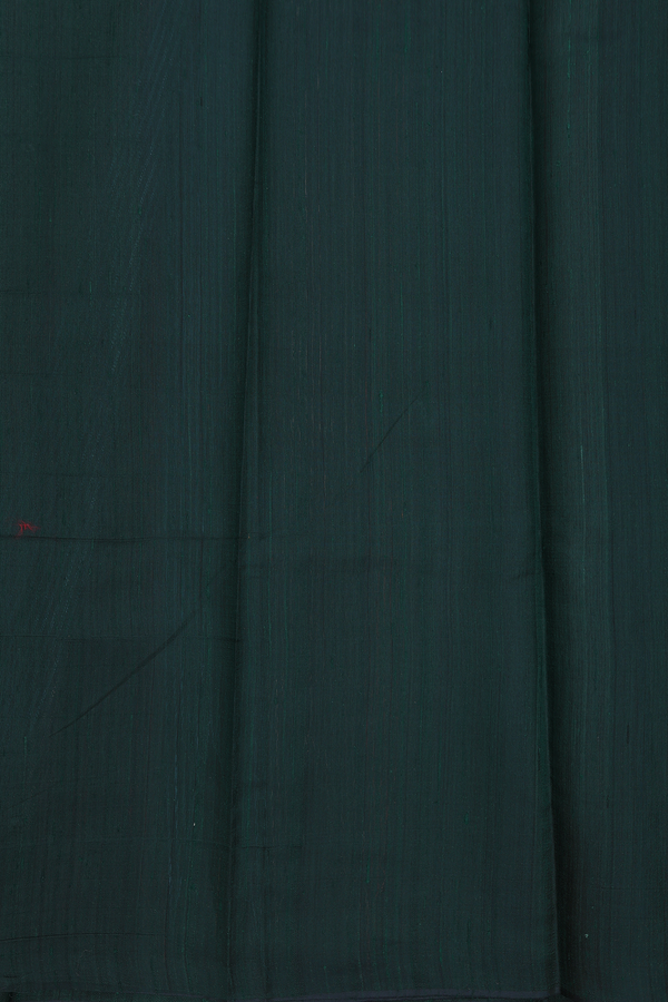 Jute Saree In Bottle Green With Temple Design