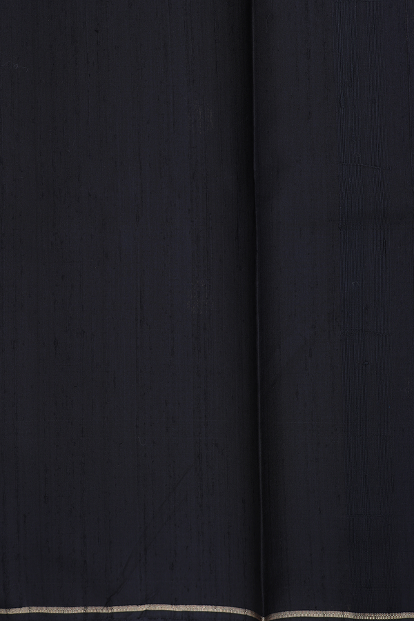 Jute Saree In Black With Floral Buttas
