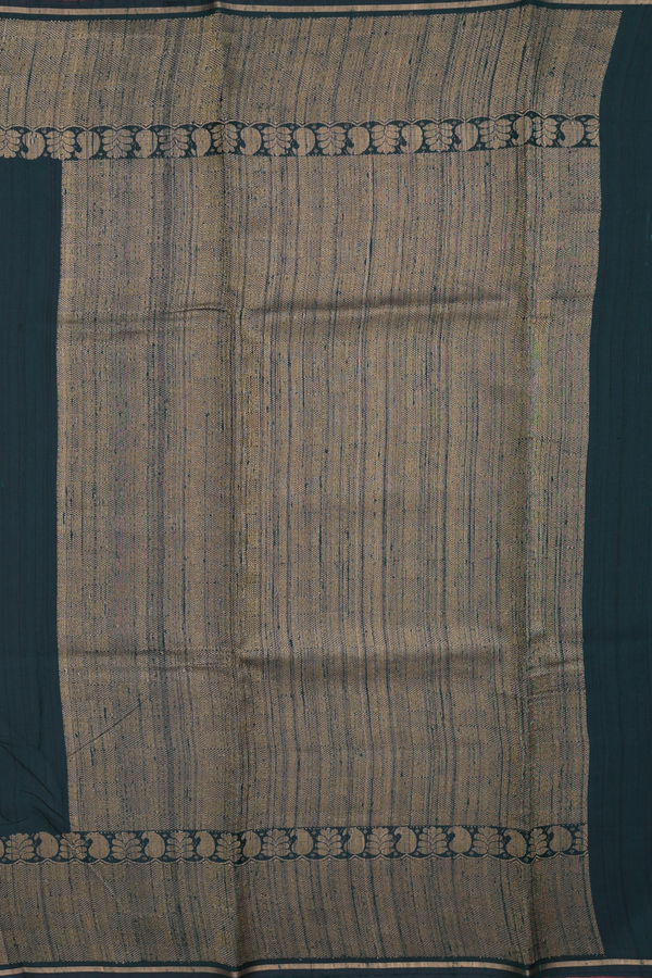 Jute Saree In Dark Green With Floral Buttas