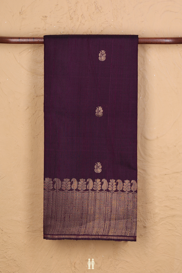 Jute Saree In Purple With Floral Buttas