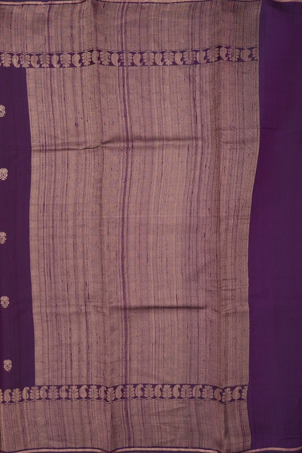 Jute Saree In Purple With Floral Buttas