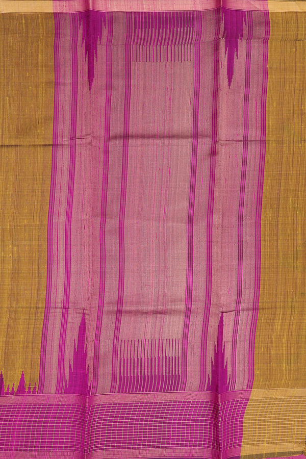 Jute Saree In Golden Yellow With Threadwork Buttas