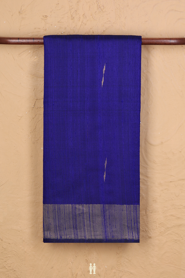 Jute Saree In Indigo Blue With Allover Buttas