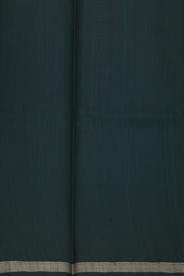 Jute Saree In Dark Green With Stripes Design