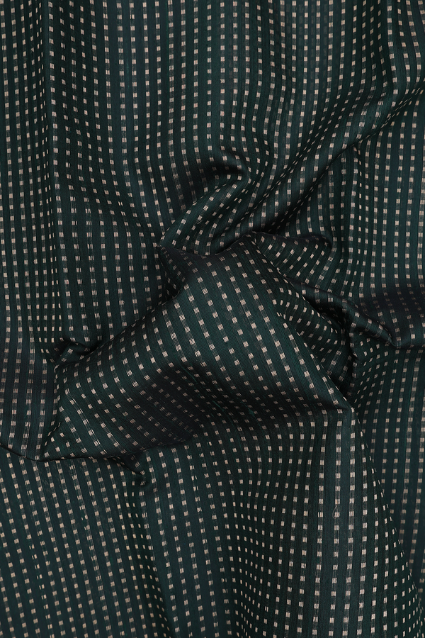 Jute Saree In Dark Green With Stripes Design