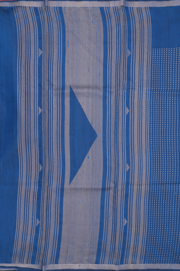 Jute Saree In Blue With Stripes Design