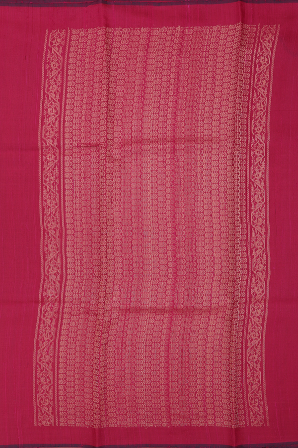 Jute Saree In Berry Pink With Zari Motifs