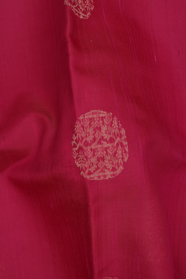 Jute Saree In Berry Pink With Zari Motifs