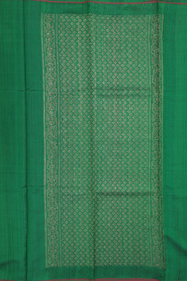 Jute Saree In Emerald Green With Zari Motifs
