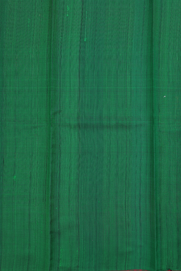 Jute Saree In Emerald Green With Zari Motifs