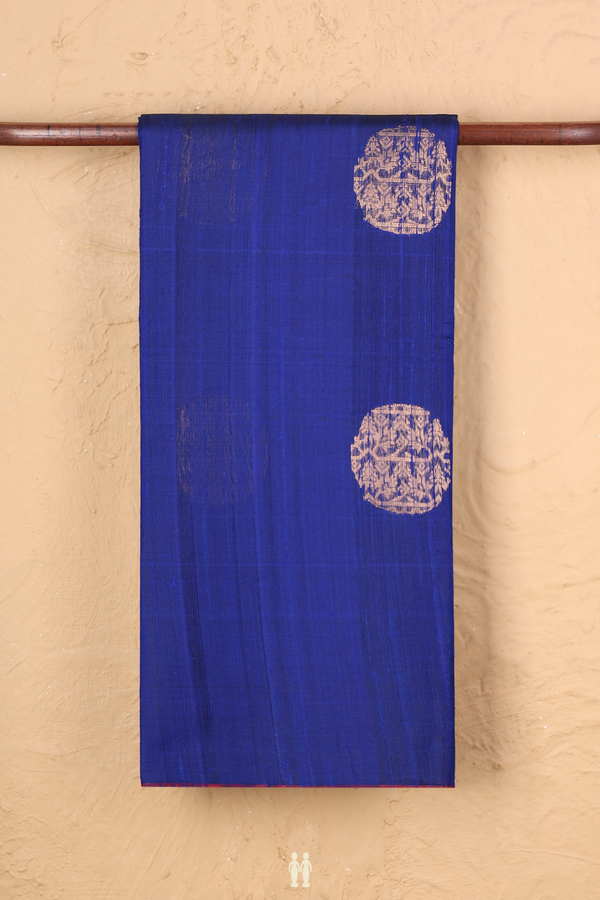 Jute Saree In Royal Blue With Zari Motifs