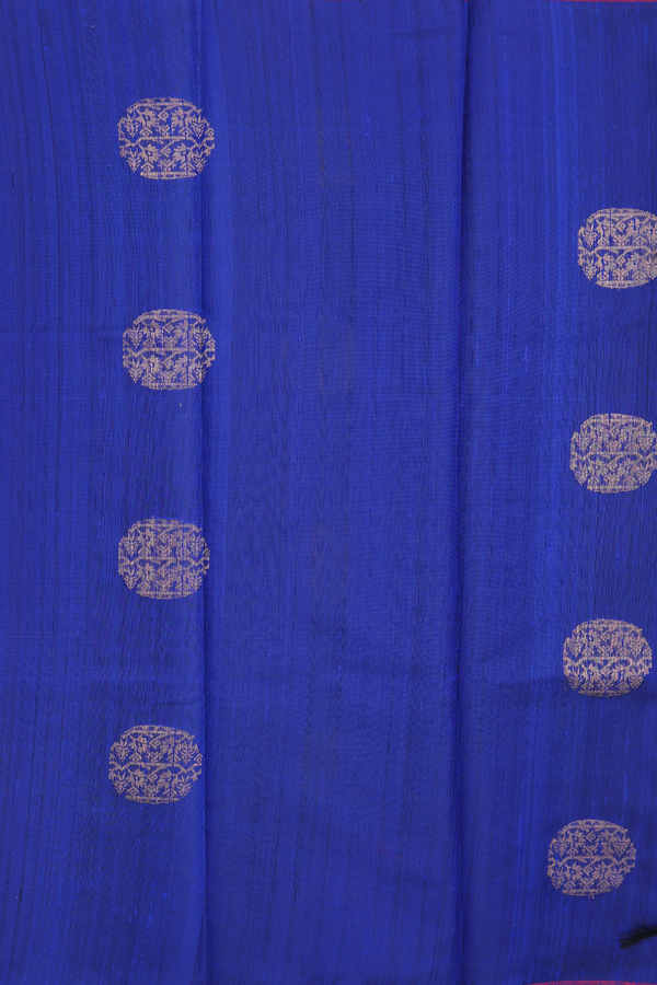Jute Saree In Royal Blue With Zari Motifs