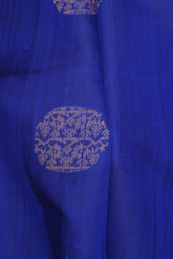 Jute Saree In Royal Blue With Zari Motifs