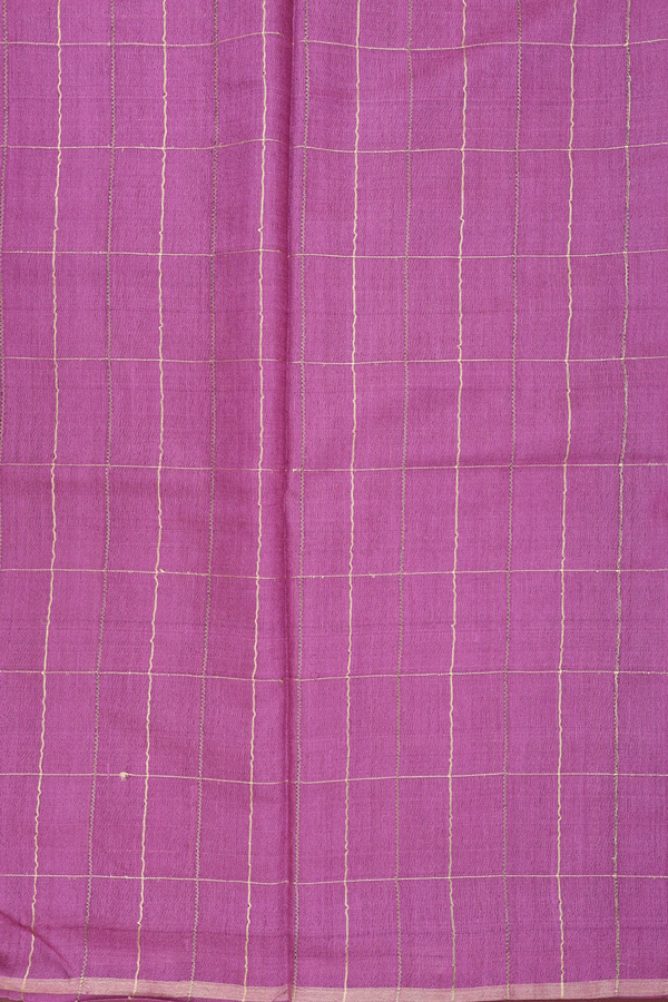 Jute Saree In Pink With Checks Design