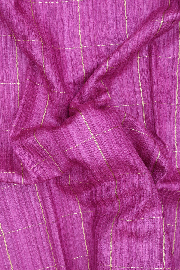Jute Saree In Pink With Checks Design