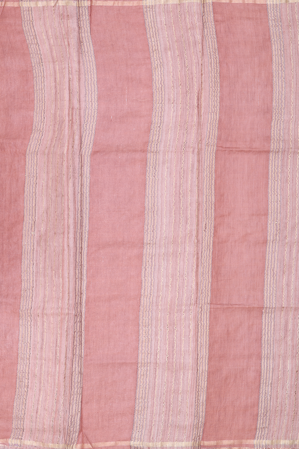 Tussar Silk Saree In Rose Brown With Checks Design
