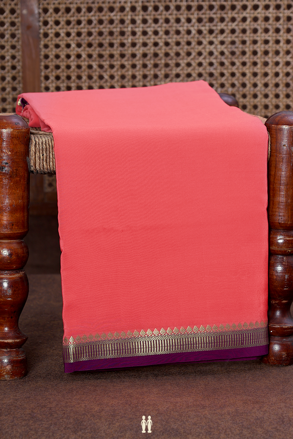 Mysore Silk Saree In Punch Pink With Contrast Border