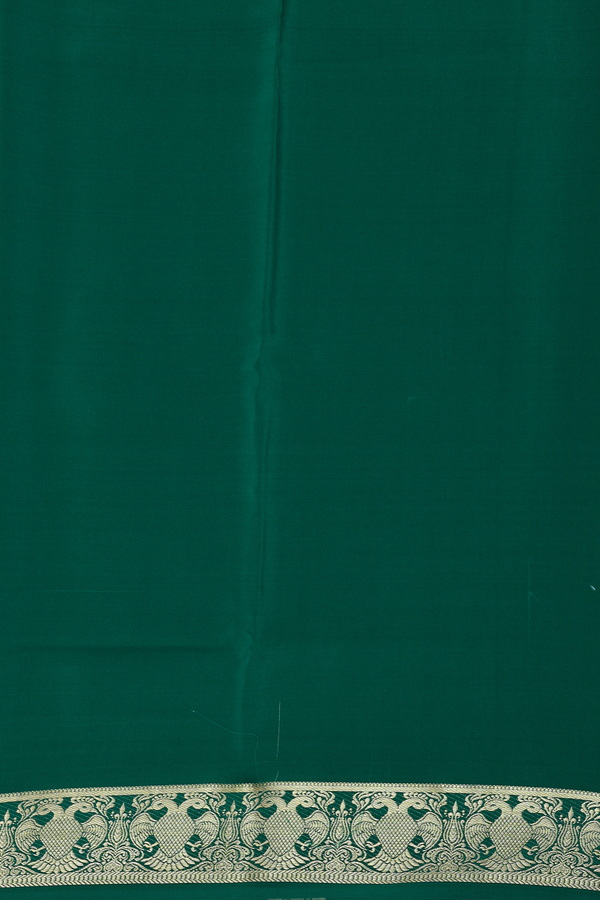 Mysore Silk Saree In Emerald Green With Zari Border