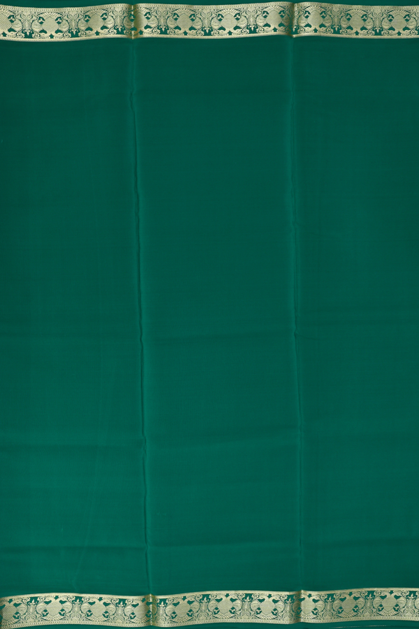 Mysore Silk Saree In Emerald Green With Zari Border