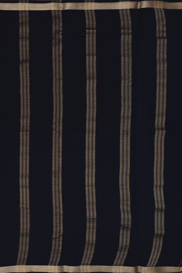 Mysore Silk Saree In Cerulean Blue With Stripes Design