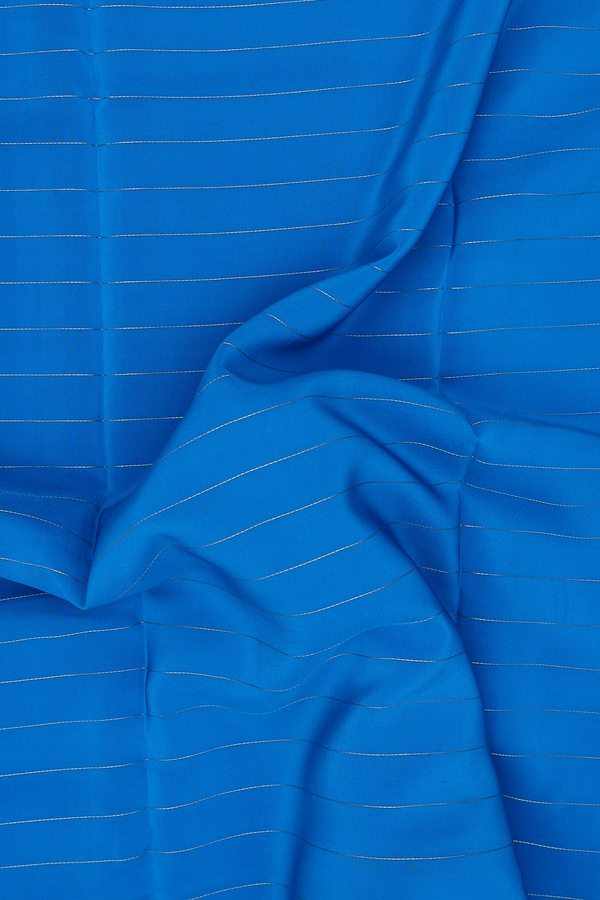 Mysore Silk Saree In Cerulean Blue With Stripes Design