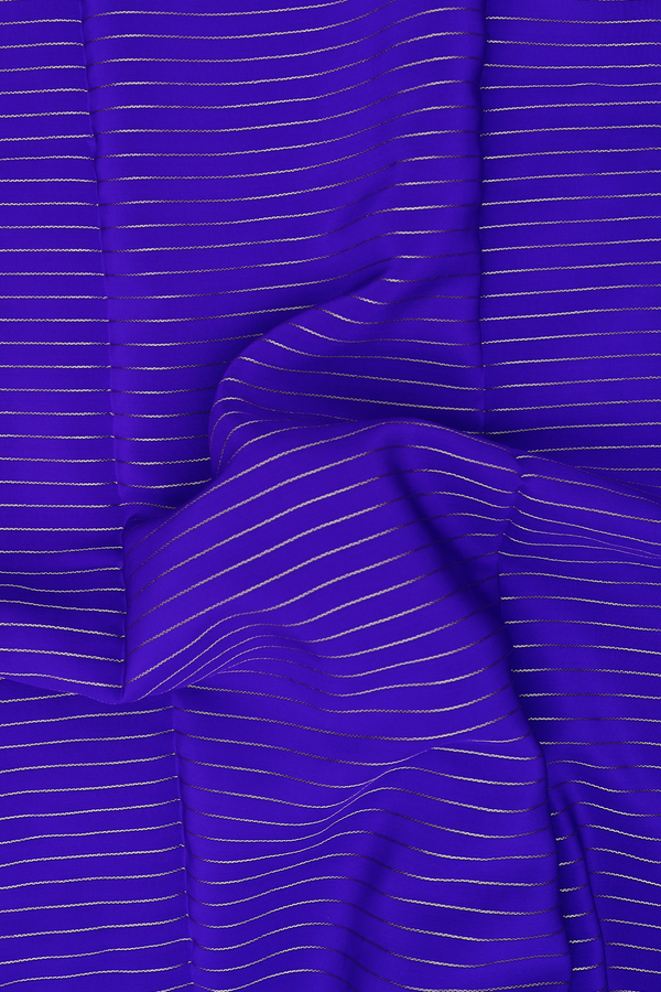 Mysore Silk Saree In Indigo Blue With Stripes Design