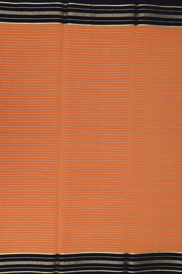 Mysore Silk Saree In Ochre Orange With Stripes Design