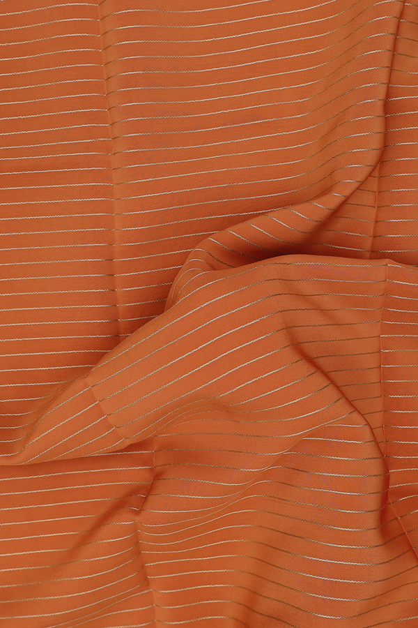 Mysore Silk Saree In Ochre Orange With Stripes Design