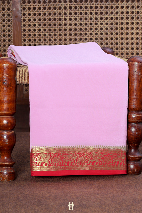 Mysore Silk Saree In Light Pink With Contrast Border
