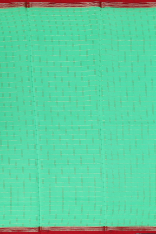 Mysore Silk Saree In Light Green With Checks Design