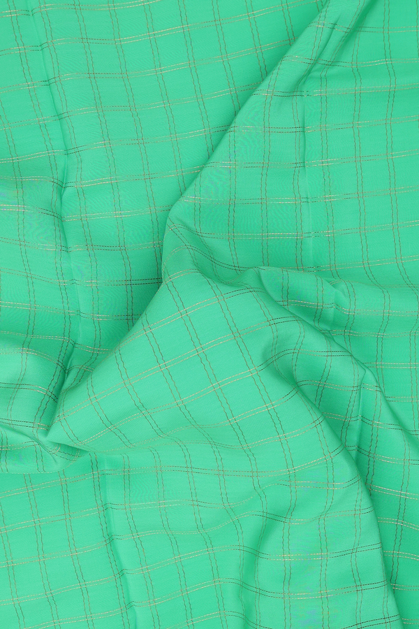 Mysore Silk Saree In Light Green With Checks Design
