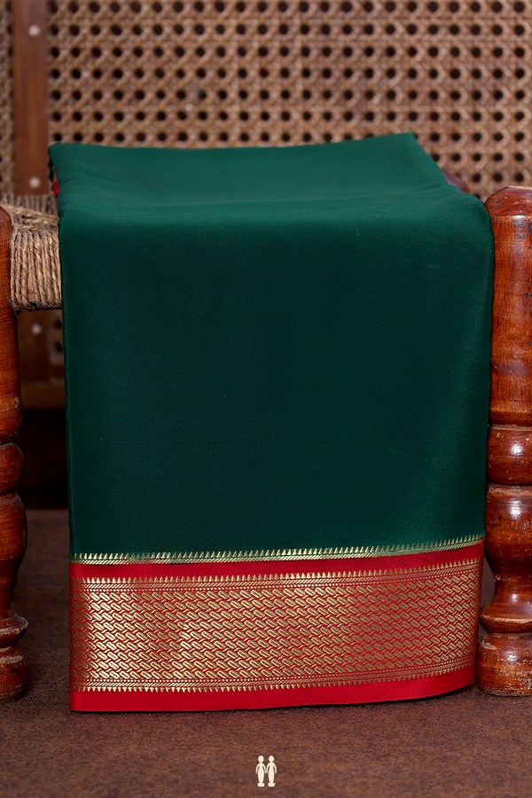 Mysore Silk Saree In Forest Green With Contrast Border