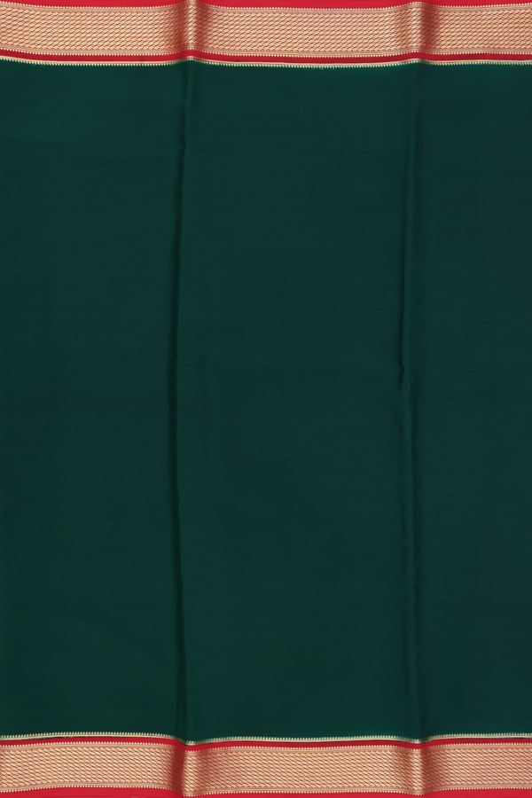 Mysore Silk Saree In Forest Green With Contrast Border