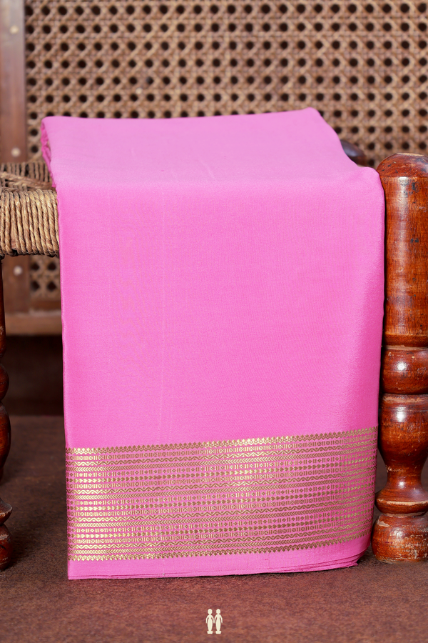 Mysore Silk Saree In Pink With Zari Border