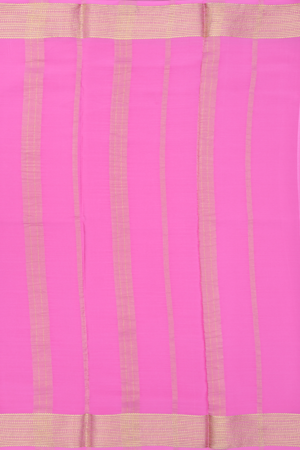 Mysore Silk Saree In Pink With Zari Border